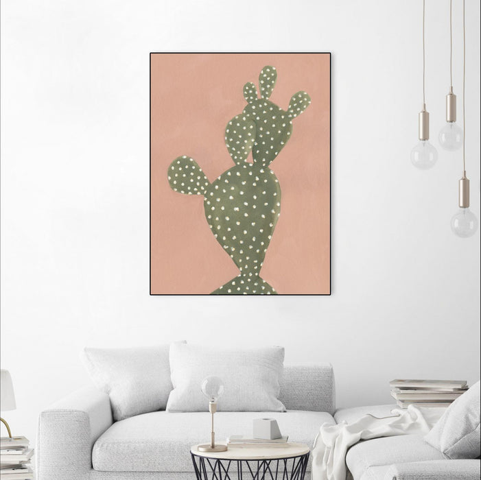 \"Coral Cacti Ii\" Canvas Framed Black 30x40 Wall Art