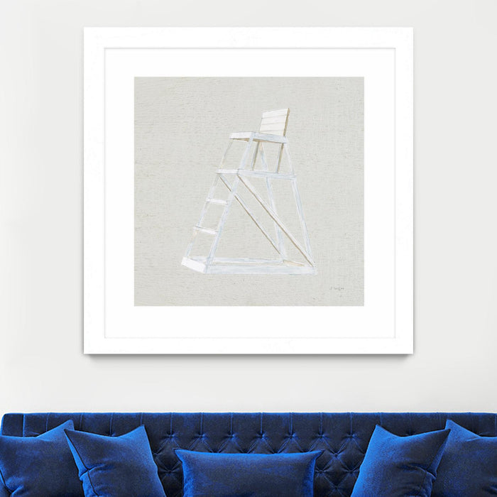 \"Serene Seaside Ii Tan\" Matted and Framed White 30x30 Wall Art