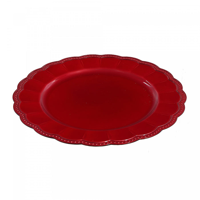 Charger Plate Scallop Edge Red 13\" - Set of 6 Dinnerware