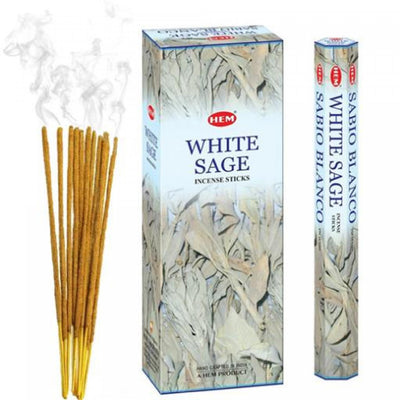 Hem Incense 20 Stick White Sage - Set of 6 Incense Sticks|20 bâtons d’encens Hem à arôme de sauge blanc - ensemble de 6 paquets de bâtons d’encens