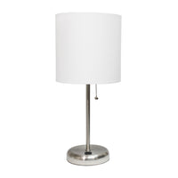 Limelights Stick Lamp with Usb Charging Port And Fabric Shade, White Table Lamp