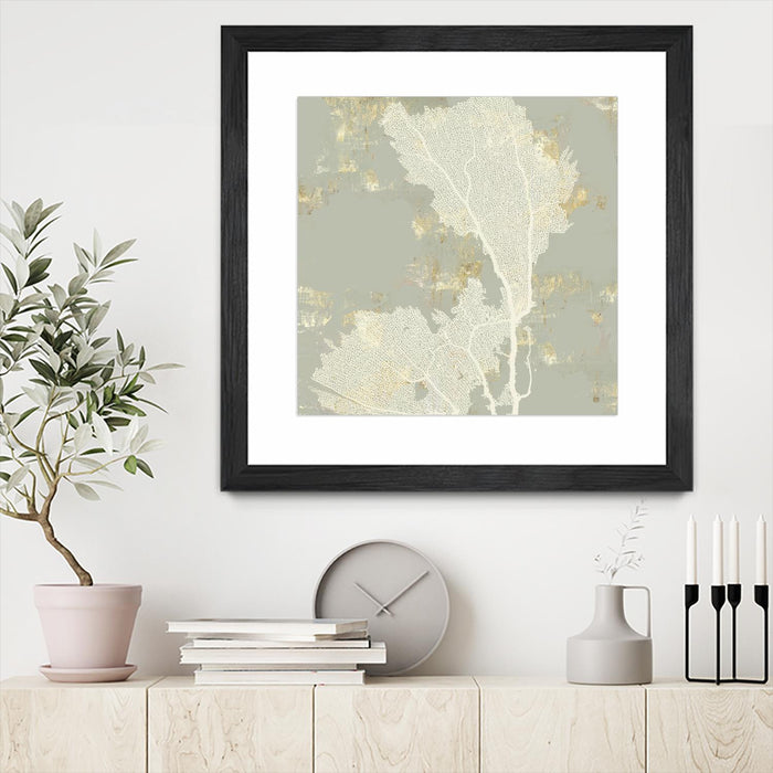 \"Sea Coral Ii\" Matted and Framed Black 30x30 Wall Art