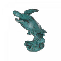 Polyresin Turquoise Sea Turtle Swimming Up