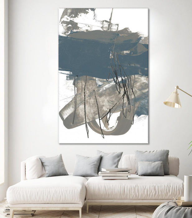 \"Blue & Grey Swipe I\" Giant Art 72x48 Wall Art