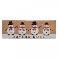 Coir Door Mat Quadruple Snowman - Joyeux Noel 16 x 48 Floormat