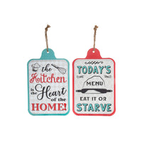 Hanging Metal Wall Sign Kitchen/menu - Set of 2 Wall Decor