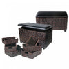 Set of 8 Brown Wicker Ottoman with Storage Baskets