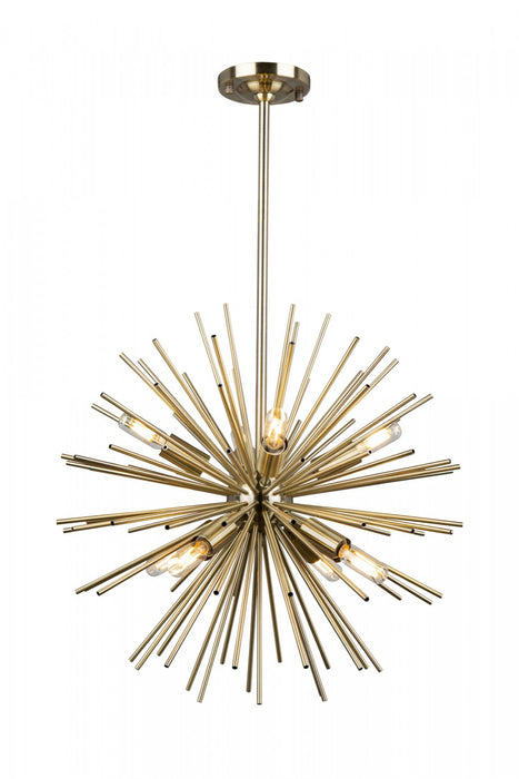 Sunburst  8-Light Satin Brass Chandelier