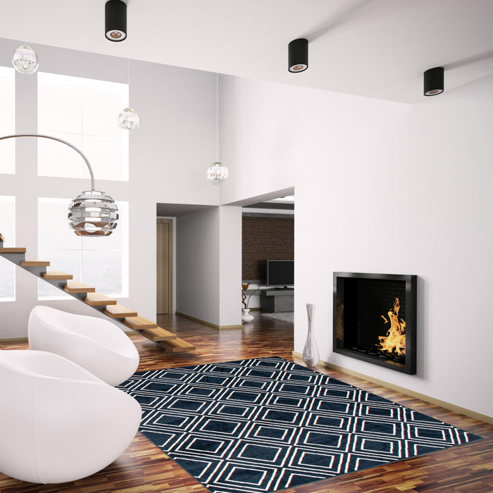 August Geod Navy-White 7'10\" x 10'2\" Area Rug