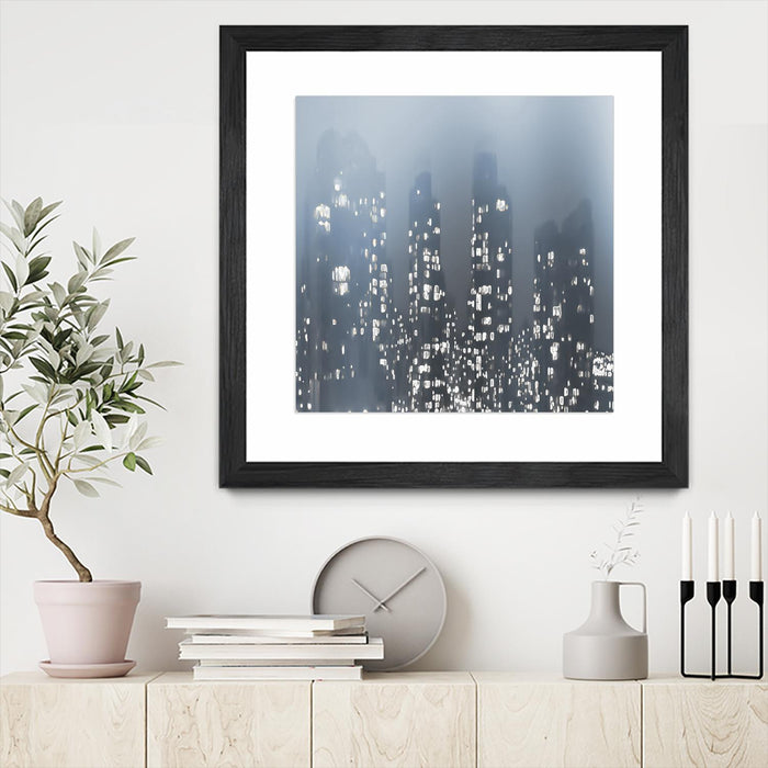 \"Dark City\" Matted and Framed Black 36x36 Wall Art