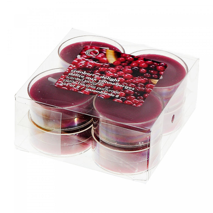 8 Pk Scented Tealights Cranberry Delight - Set of 2 Candle