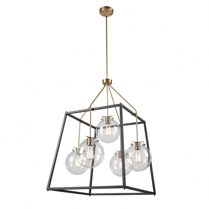 Bridgetown 5-Light Black and Harvest Brass Chandelier