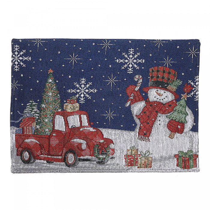 Tapestry Placemat Snowman with Gifts 13 x 18 - Set of 12