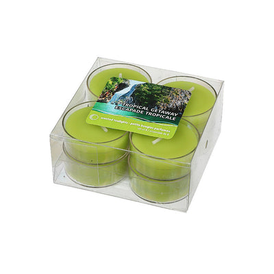 8 Pk Scented Tealights Tropical Getaway - Set of 2 Candle|Paquet de 8 bougies chauffe-plats parfumées à arôme d’escapade tropicale - ensemble de 2 paquets de bougies