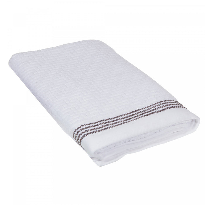 Luxury Stitch Bath Towel 27 x 50 White - Set of 2 Towels
