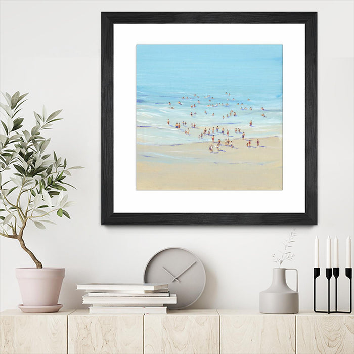 \"Beach Day I\" Matted and Framed Black 36x36 Wall Art