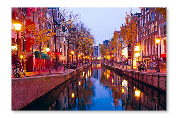 City Scenic From Amsterdam in The Netherls 24x36 Wall Art Fabric Panel Without Frame