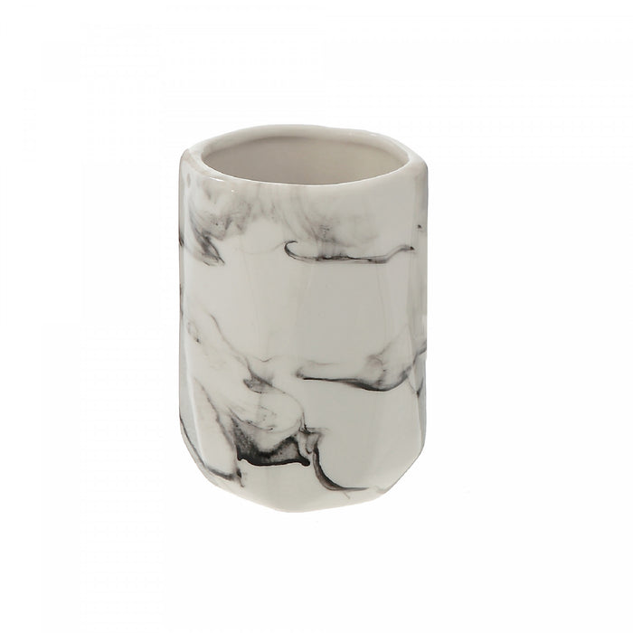 Ceramic Tumbler White Marble - Set of 2 Bath Accessories