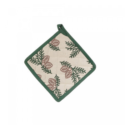 Cotton Potholder Pinecone - Set of 4 Kitchen Linen|Poignée en coton orné de pommes de pin - ensemble de 4