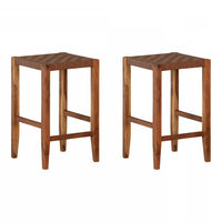 Balka Woven Leather Brown Counter-Height Bar Stool - Set of 2