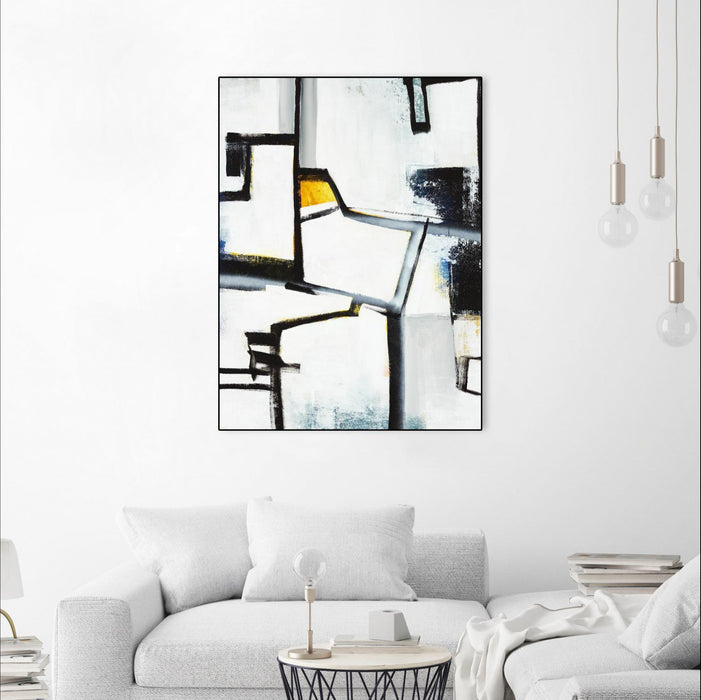 \"The A Line Ii\" Canvas Framed Black 30x40 Wall Art
