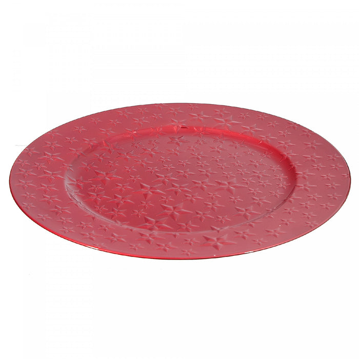 Charger Plate Stars Red 13\" - Set of 6 Dinnerware