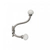 Iron Twist Hook with Ceramic Ivory Knob Nickel - Set of 4 Hooks