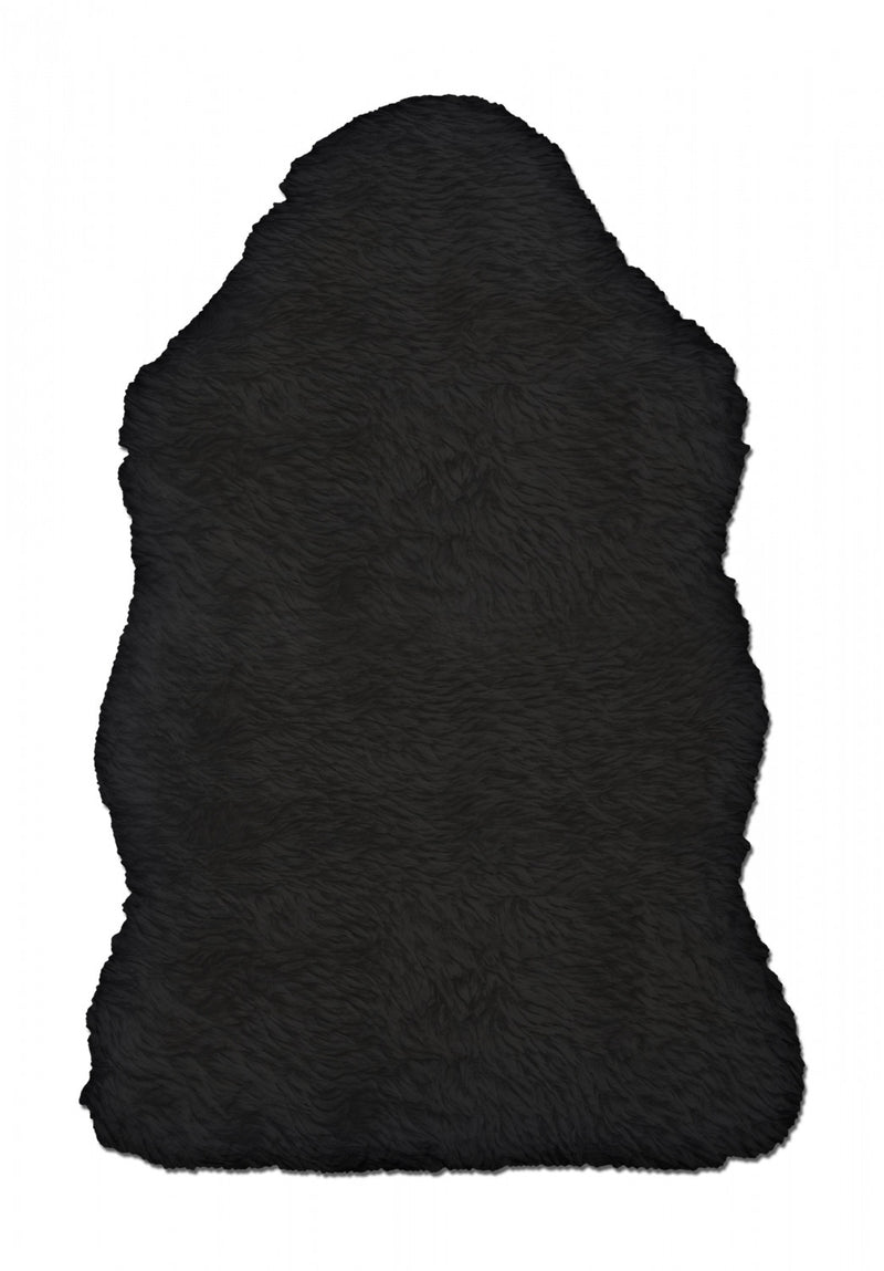 Marcia Sheepskin Plush Black Area Rug - 2' x 3'