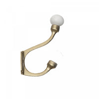 Iron Hook with Ceramic Ivory Knob Gold - Set of 4 Hooks