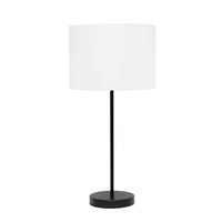 Simple Designs Black Stick Lamp with Fabric Shade, White Table Lamp