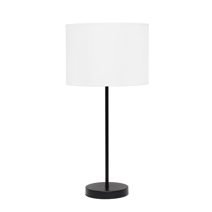 Simple Designs Black Stick Lamp with Fabric Shade, White Table Lamp