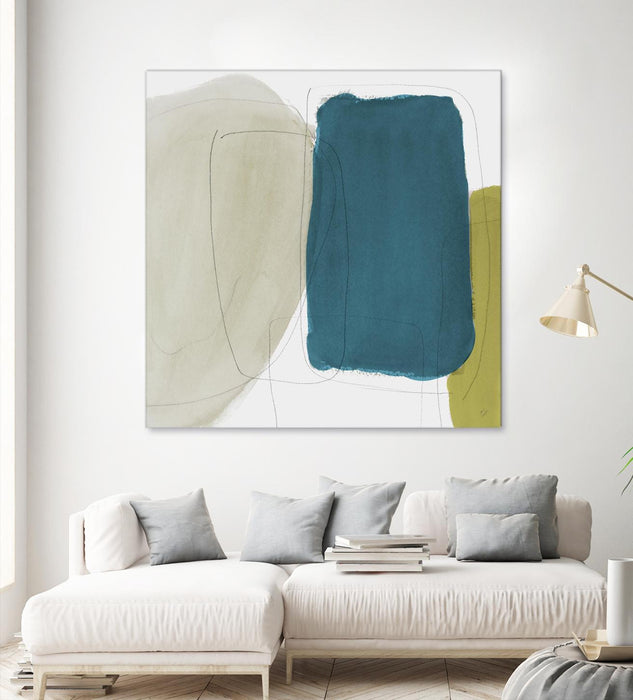 \"Beige And Navy Abstract\" Giant Art 54x54 Wall Art