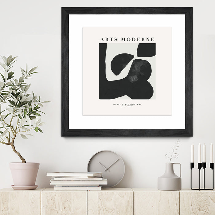 \"Art Moderne\" Matted and Framed Black 36x36 Wall Art