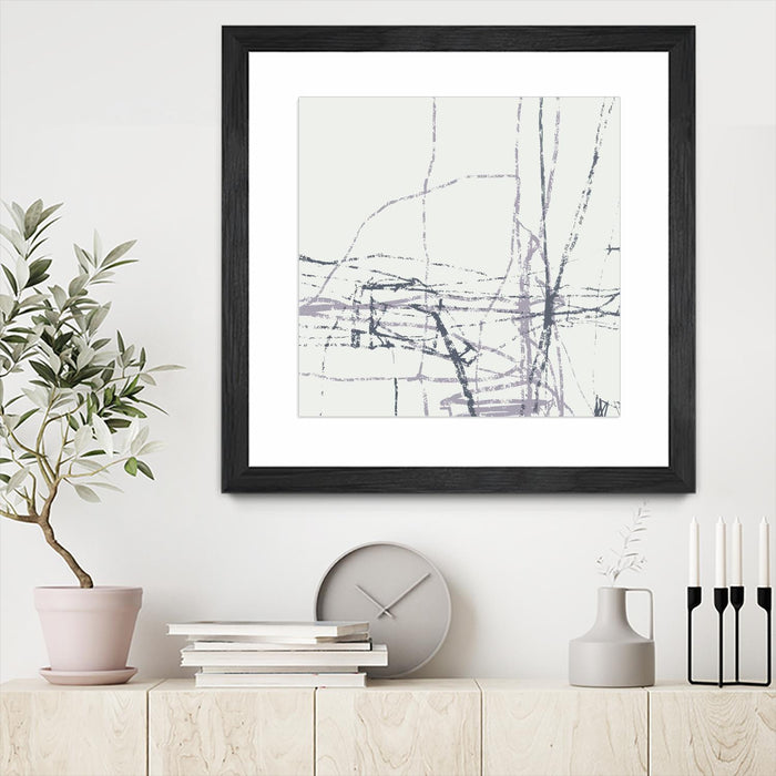 \"Chalk Doodles H\" Matted and Framed Black 36x36 Wall Art