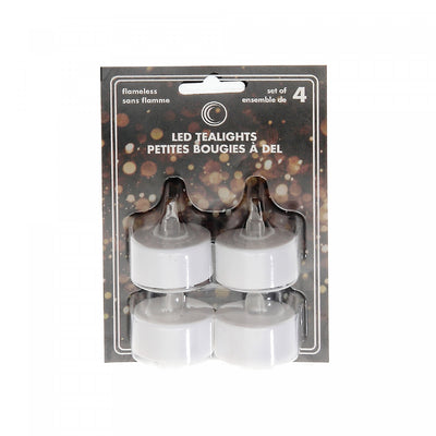 LED 4pk White Tealight Warm Light - Set of 2 Candle|Ensemble de 4 petites chandelles à DEL blanches à lueur chaleureuse - ensemble de 2