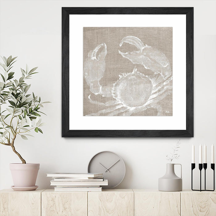 \"Neutral Surf Side I\" Matted and Framed Black 30x30 Wall Art