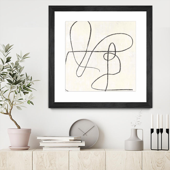 \"Juxtaposing\" Matted and Framed Black 36x36 Wall Art