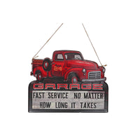 Embossed Metal Wall Sign Garage - Fast Service Wall Decor