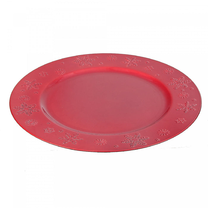 Charger Plate Snowflake Red Dinnerware