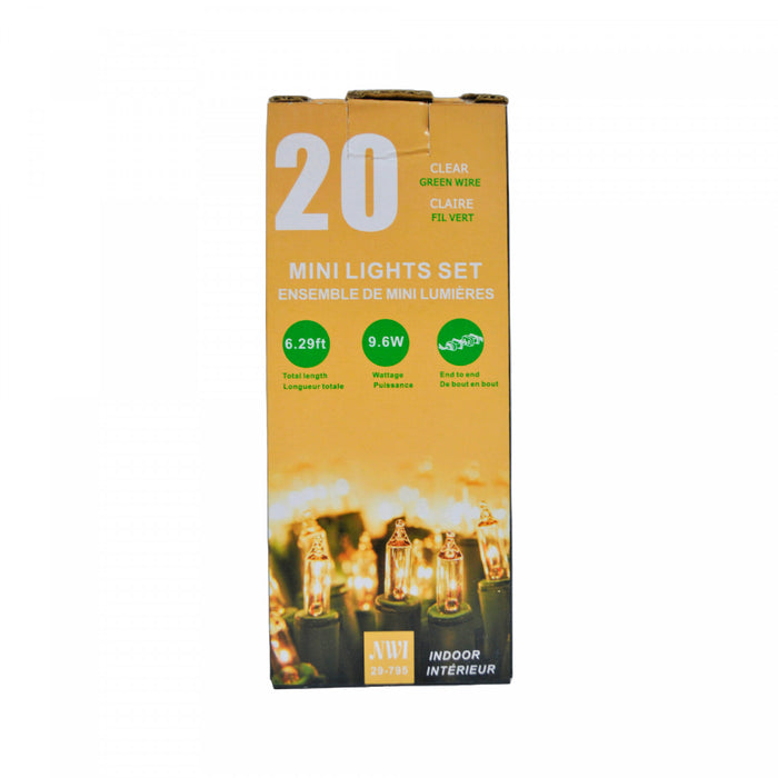 20 Lt Indoor Mini Light Set Clear Bulbs - Set of 2 Christmas Lights