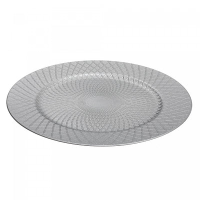 Charger Plate Dotted Diamond Silver 13" - Set of 6 Dinnerware|Assiette de présentation de 13 po argentée à motifs de pois et de diamant - ensemble de 6