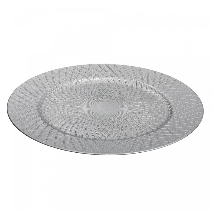 Charger Plate Dotted Diamond Silver 13\" - Set of 6 Dinnerware