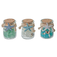 Bottled Glass Rocks and Seashells with Starfish Decor - Set of 6 Souvenir