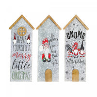 House Shaped Galvanized Gnome Greetings - Set of 3 Wall Decor