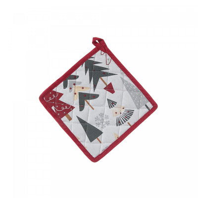 Cotton Potholder Tree - Set of 4 Kitchen Linen|Poignée en coton ornée d’arbres - ensemble de 4