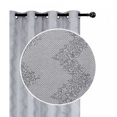 Jacquard Panel Chevron Grey 84" - Set of 2 Drapes and Blinds|Rideau de 84 po gris en jacquard à motif de chevron - ensemble de 2
