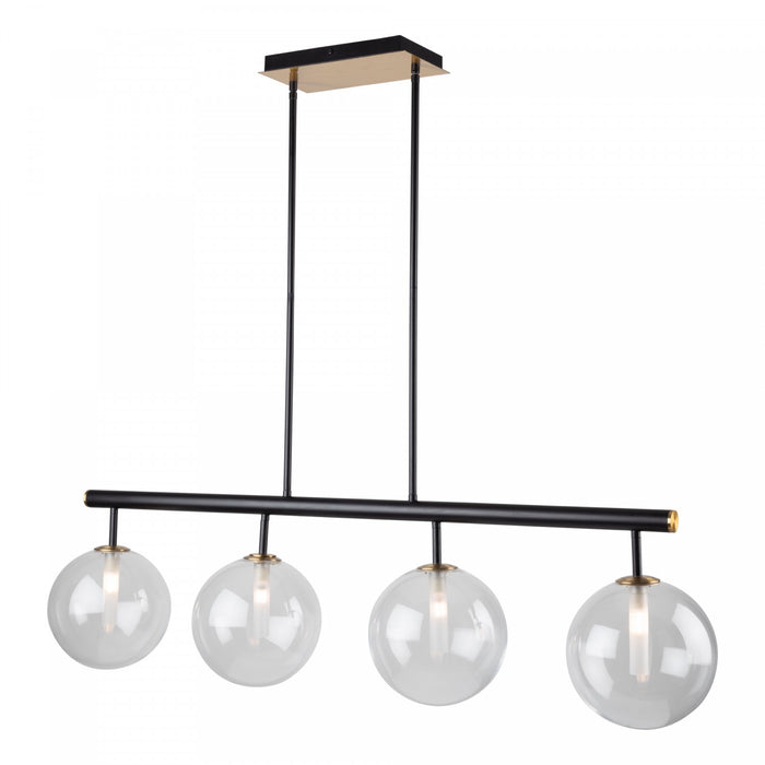 Aurelia Matte Black & Brass 4-Light Island Light