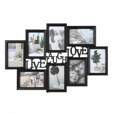 Black Collage Frame - Live Laugh Love 8 - 4x6 Frames|Cadres photo collage noirs - 8 cadres 4 x 6 « Live Laugh Love »