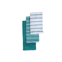 3 Pack Kitchen Towel Set Teal Striped Kitchen Linen