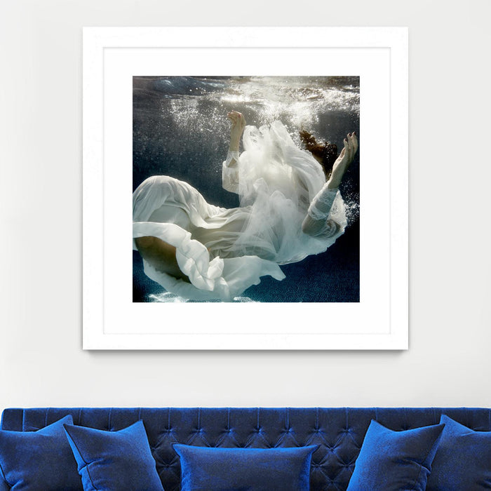 \"Float 3\" Matted and Framed White 30x30 Wall Art